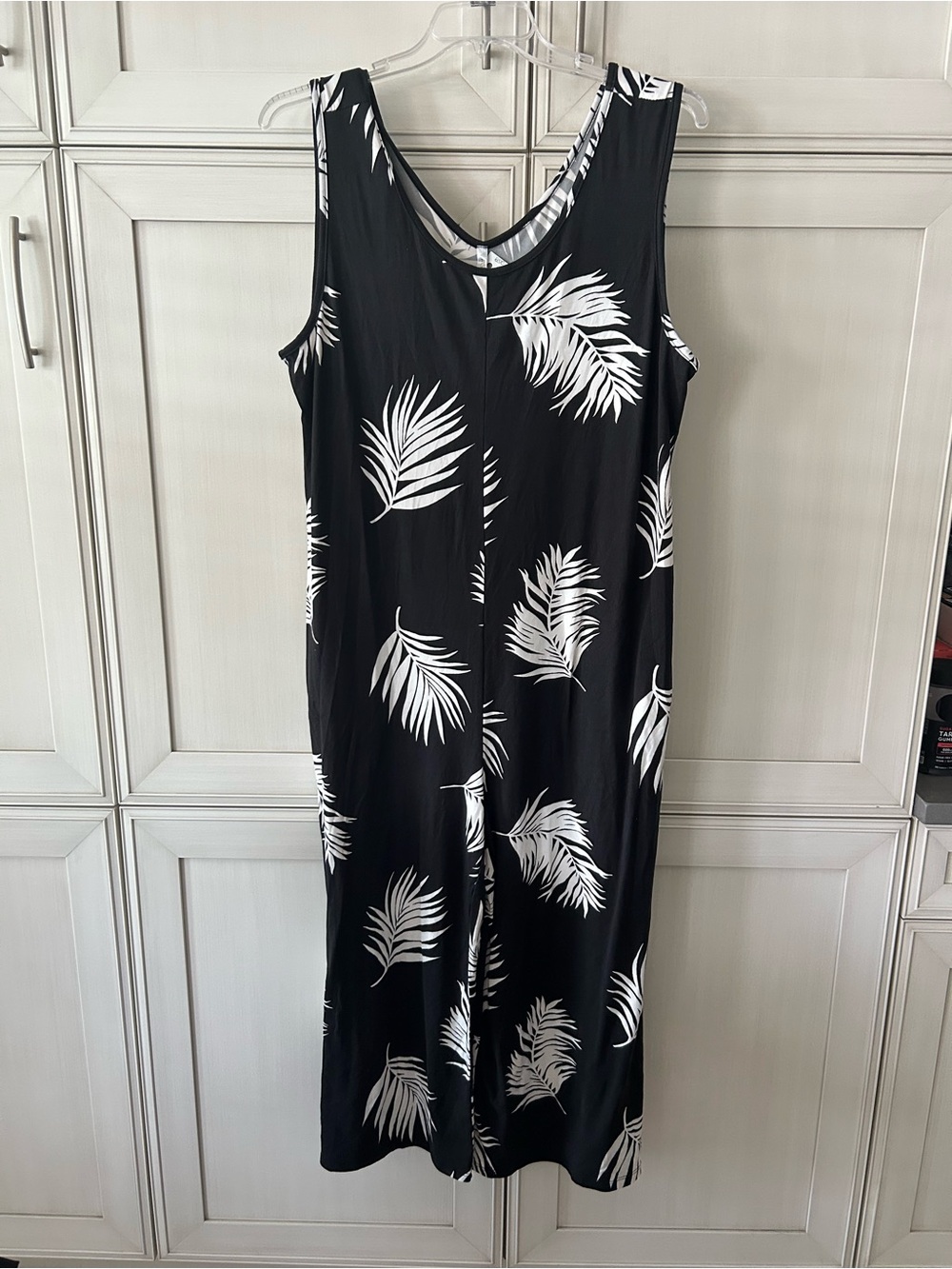 Acting Pro Black Sleeveless Palm-Print Jumpsuit